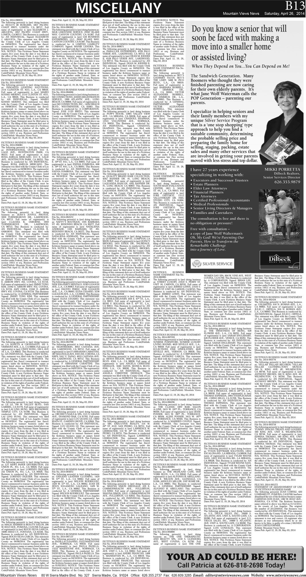 MVNews this week:  Page B:13